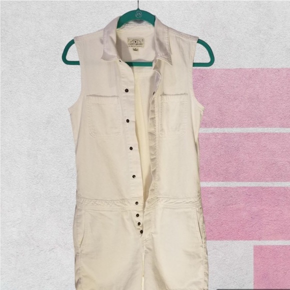 Lucky Brand Short Utility Romper in Milk size S - Picture 1 of 6